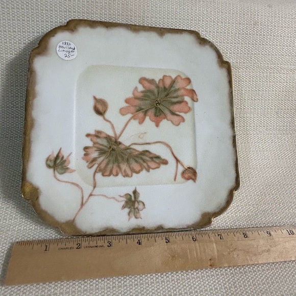 Haviland Floral Square Plate with Gold Trim - Picture 2 of 4